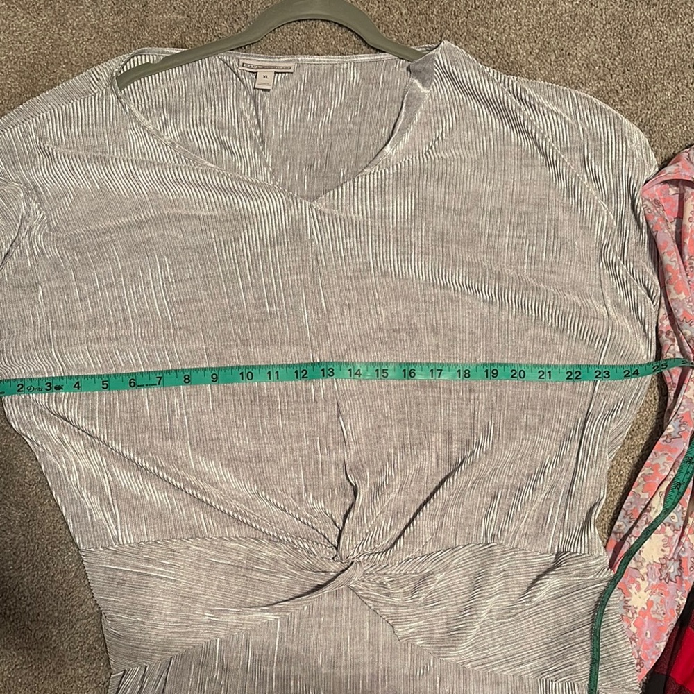 Gray Striped V-Neck Top
